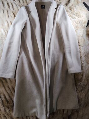 ZARA Sand Beige Longline Lapel Coat